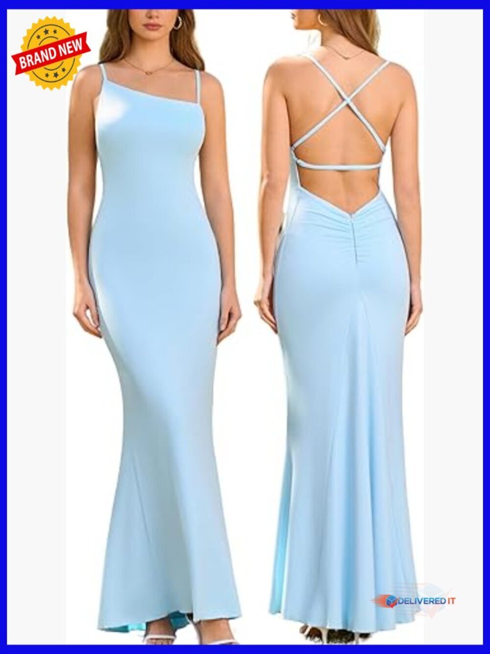 Sexy Backless Spaghetti Strap Bodycon Maxi Dress Ruched Party Beach
